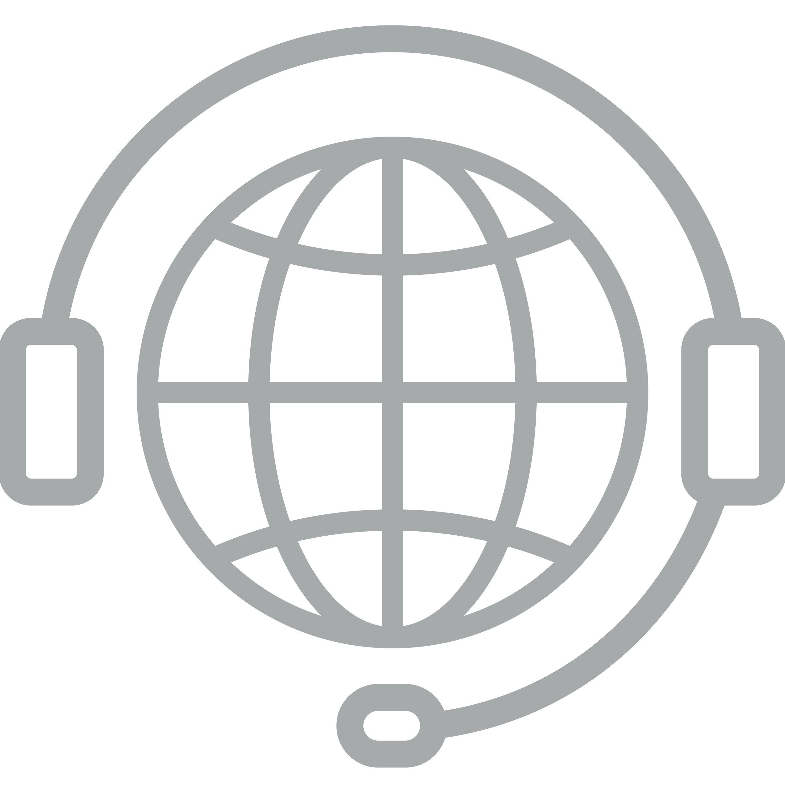 An icon of a globe with a headset around it